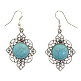 Mi Amore Imitation Turquoise Dangle-Earrings Silver-Tone/Blue