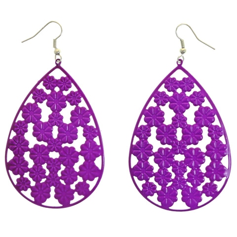 Mi Amore Flower Dangle-Earrings Purple