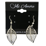 Mi Amore Leaf Dangle-Earrings Silver-Tone