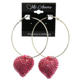 Mi Amore Heart Dangle-Earrings Silver-Tone/Red