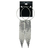 Silver-Tone Metal Hoop-Earrings With Crystal Accents