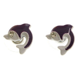 Mi Amore Dolphin Post-Earrings Purple/White