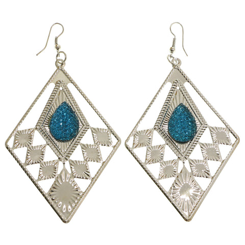 Mi Amore Dangle-Earrings Silver-Tone/Blue