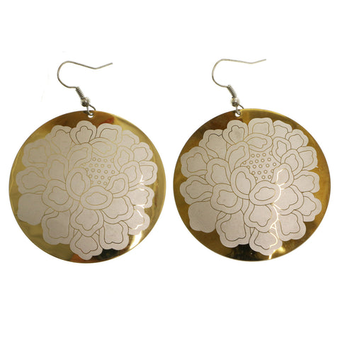 Mi Amore Flower Dangle-Earrings White/Gold-Tone