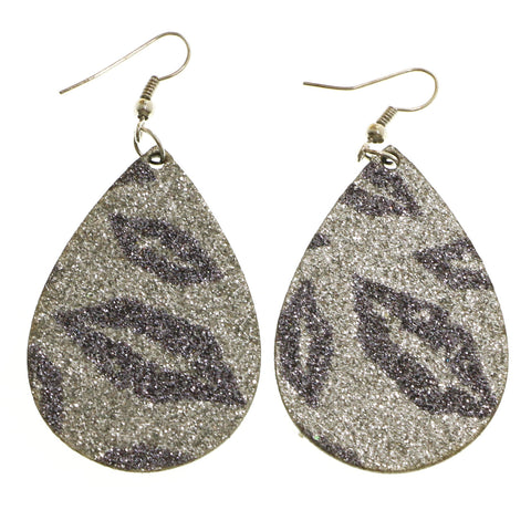 Mi Amore Lips Kiss Dangle-Earrings Gray