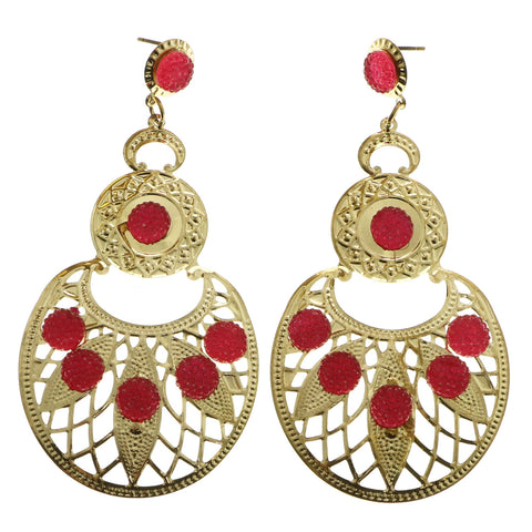 Mi Amore Dangle-Earrings Gold-Tone/Pink