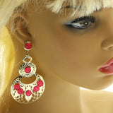 Mi Amore Dangle-Earrings Gold-Tone/Pink