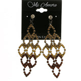 Silver-Tone Dangle-Earrings With Yellow & Orange Crystal Accents