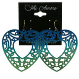 Mi Amore Heart Dangle-Earrings Blue