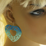 Mi Amore Heart Dangle-Earrings Blue