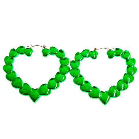 Mi Amore Heart Dangle-Earrings Green
