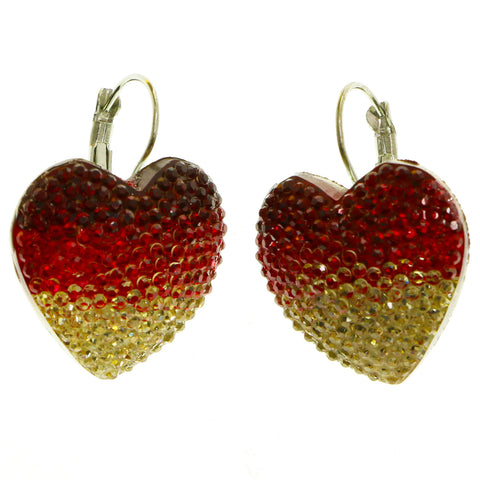 Mi Amore Heart Dangle-Earrings Pink/Red
