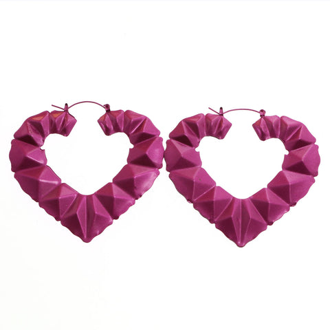 Mi Amore Heart Dangle-Earrings Purple