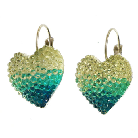 Mi Amore Heart Dangle-Earrings Blue/White