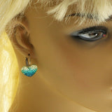Mi Amore Heart Dangle-Earrings Blue/White