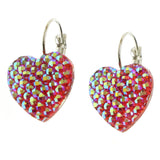 Mi Amore Heart Dangle-Earrings Pink/White