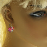 Mi Amore Heart Dangle-Earrings Pink/White