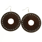 Mi Amore Wood look Dangle-Earrings Brown