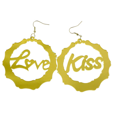 Mi Amore Love Kiss Dangle-Earrings Gold-Tone