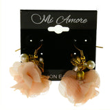 Mi Amore Leaf Dangle-Earrings Pink/Gold-Tone