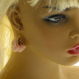 Mi Amore Leaf Dangle-Earrings Pink/Gold-Tone