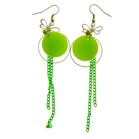 Mi Amore Butterfly Dangle-Earrings Green/White