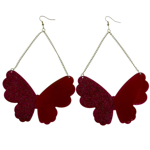 Mi Amore Butterfly Dangle-Earrings Pink/Red