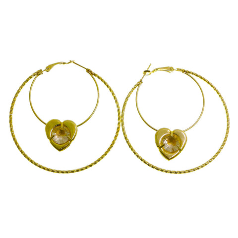 Mi Amore Heart Hoop-Earrings Silver-Tone