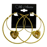 Mi Amore Heart Hoop-Earrings Silver-Tone
