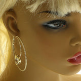 Mi Amore Heart Hoop-Earrings Silver-Tone