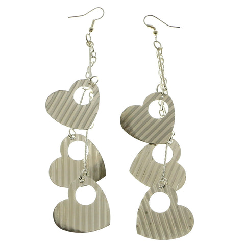 Mi Amore Heart Drop-Dangle-Earrings Silver-Tone