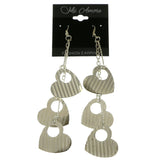 Mi Amore Heart Drop-Dangle-Earrings Silver-Tone