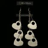 Mi Amore Heart Drop-Dangle-Earrings Silver-Tone