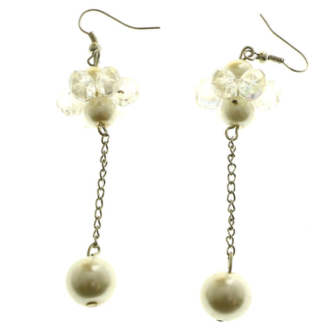 Mi Amore Drop-Dangle-Earrings Silver-Tone/White