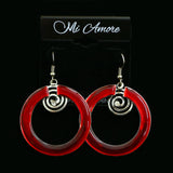 Mi Amore Dangle-Earrings Red/Silver-Tone