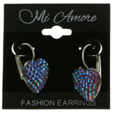 Mi Amore Heart Dangle-Earrings Silver-Tone/Pink