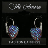 Mi Amore Heart Dangle-Earrings Silver-Tone/Pink