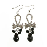 Mi Amore Crystal Bow Dangle-Earrings Silver-Tone/Black
