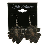 Mi Amore Flower Dangle-Earrings Silver-Tone/Black