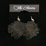 Mi Amore Flower Dangle-Earrings Silver-Tone/Black