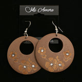 Mi Amore Flower Dangle-Earrings Silver-Tone/Brown