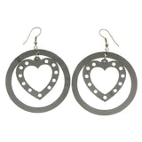Mi Amore Heart Dangle-Earrings Dark-Silver