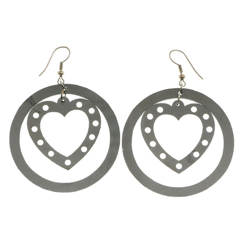 Mi Amore Heart Dangle-Earrings Dark-Silver