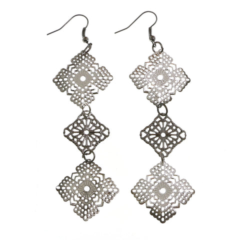 Mi Amore Dangle-Earrings Silver-Tone/Dark-Silver