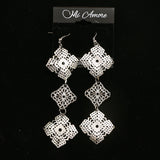Mi Amore Dangle-Earrings Silver-Tone/Dark-Silver