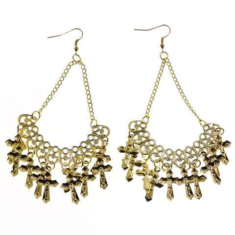 Mi Amore Cross Chandelier-Earrings Gold-Tone