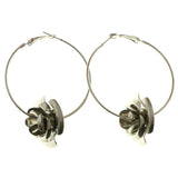 Mi Amore Rose Hoop-Dangle-Earrings Silver-Tone