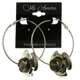 Mi Amore Rose Hoop-Dangle-Earrings Silver-Tone