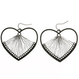 Mi Amore Heart Dangle-Earrings Black/Dark-Silver