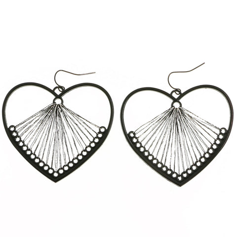 Mi Amore Heart Dangle-Earrings Black/Dark-Silver